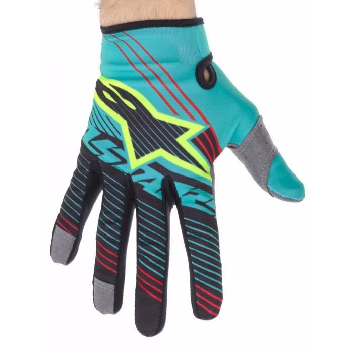 Gants Motocross Alpinestars 2017 Radar Tracker Teal Noir Jaune Fluorescent