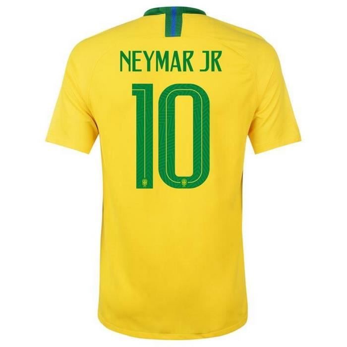 Maillot Homme Nike Brésil Home Coupe du Monde de Football 2018 Neymar Numéro 10