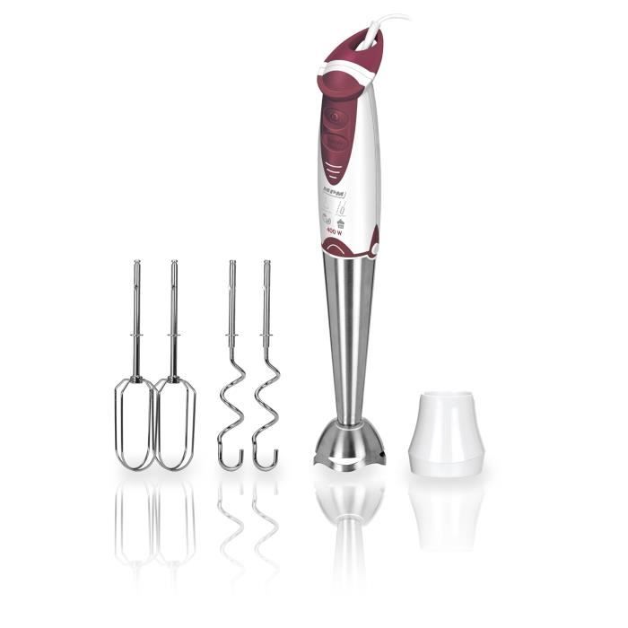 Set Mixeur Plongeant avec Fouet en Acier Inoxydable, pour Pétrir, Battre, Turbo MPM MBL-16 400W Blanc