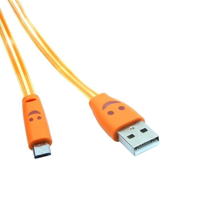 Cable Smiley Lightning pour IPOD Touch 5 LED Lumière APPLE Chargeur USB Connecteur (ORANGE)