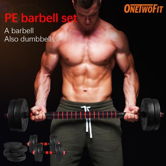 OneTwoFit Lot d'haltères 30kg musculation haltère réglable OT135