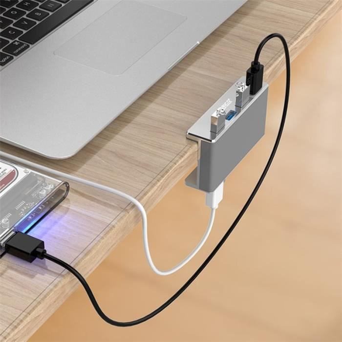 ORICO USB 3.0 Hub Clip en alliage d'aluminium 4 Ports Portable taille Station de voyage pour ordinateur Portable
