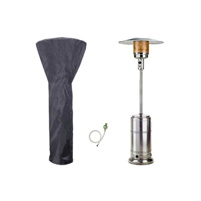 Parasol chauffant gaz 13kW Inox Radiateur de terrasse (inclus housse et connectique) Gris