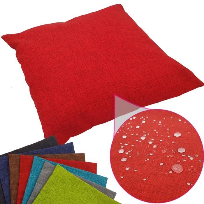 Coussin imperméable Tino 40 x 40 cm idéal pour extérieur de proheim - Coussin décoratif coloré résistant aux taches en rouge