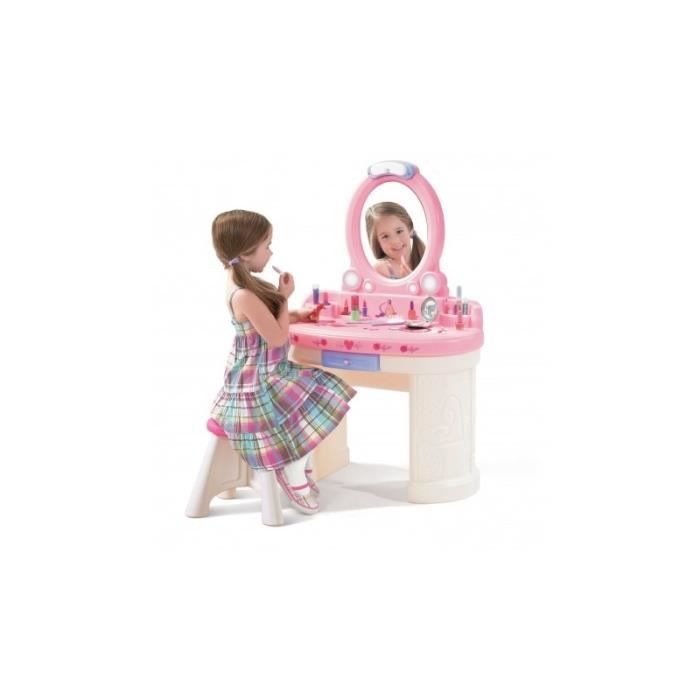 STEP2 coiffeuse Fantasy Vanity pour enfant fille 3 ans miroir tabouret tiroir rose et blanc