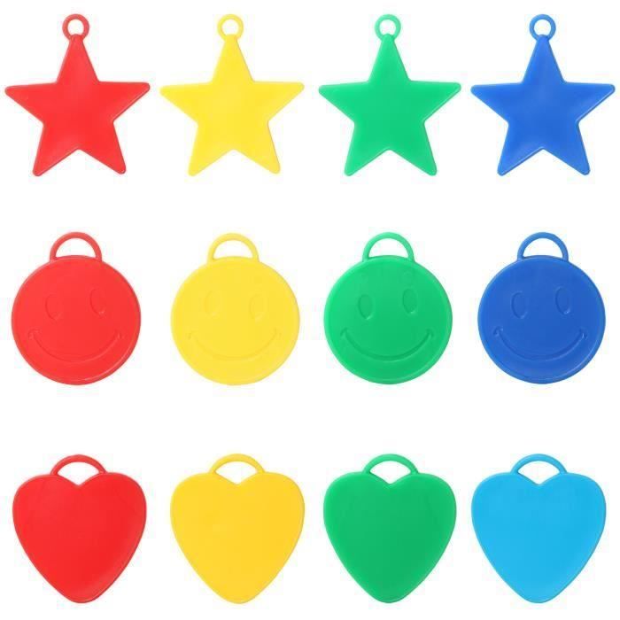 20 Poids pour Ballons en Hélium Formes et Couleurs Variées Étoiles Cœurs Visages Souriants pour Fêtes d'Enfants TRIXES