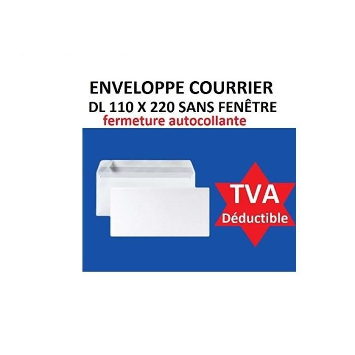 lot de 50 petite enveloppe courrier DL- papier velin blanc 90g format 110 x 220 mm une enveloppe blanche avec fermeture bande