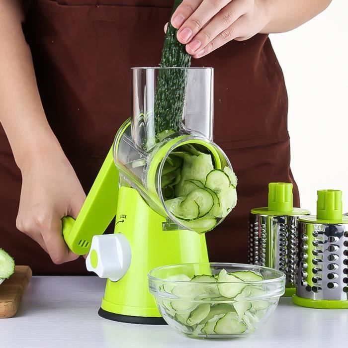 XBootsMalone® rape légumes manuel pour les légumes, fruits secs, le fromage (3 lames, lavage facile) - Vert