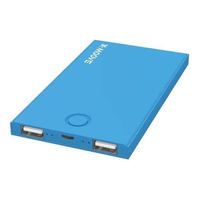 X-Moove Powergo Mini Duo Batterie externe pour Smartphone/Tablette 4000 mAh Bleu