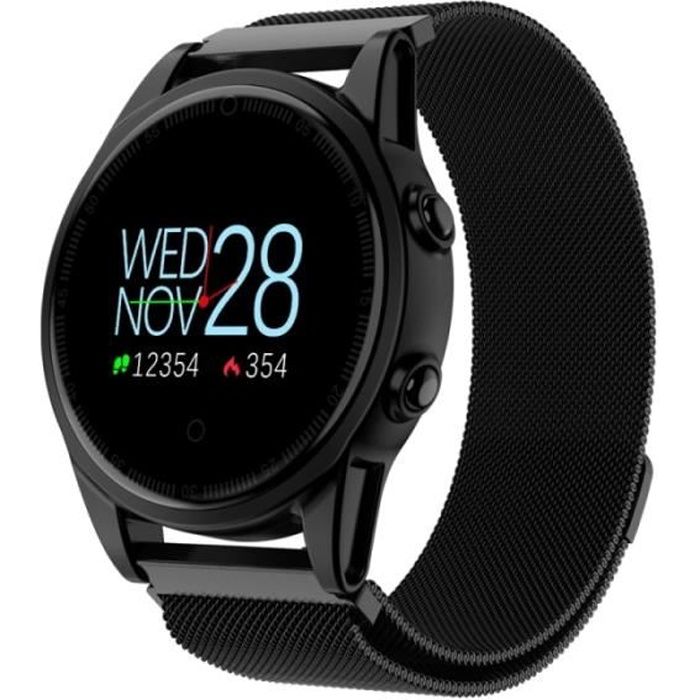Montre Connectée Bracelet Connecté Iphone Android Smartwatch Cardio 0.95 Pouce Noir - Yonis