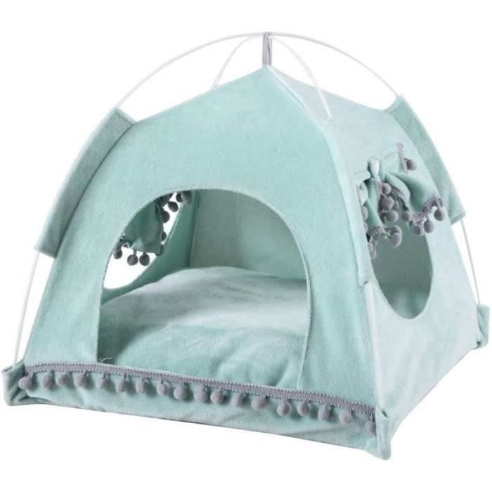 WF21297-Tente pour Animaux, Lit de Animaux de Compagnie, Tente Coussin Panier Niche pour Chat Ultra Soft avec Fenêtre et Frange, S