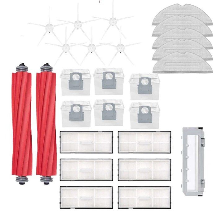 AiLomey Accessoires voor Roborock S7 MaxV Ultra, reserveonderdelen voor Roborock S7 Pro Ultra, 2 hoofdborstels, 1 zelfreinigende borstel, 4 doekjes, 4 filters, 6 zijborstels, 6 stofzakken