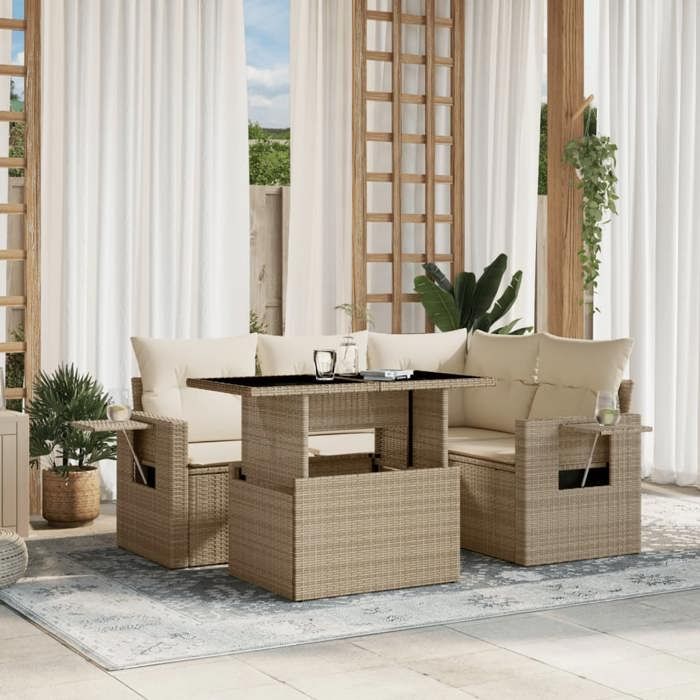 VidaXL Canapé de Jardin et Coussins 3 Places, Siège avec Housse
