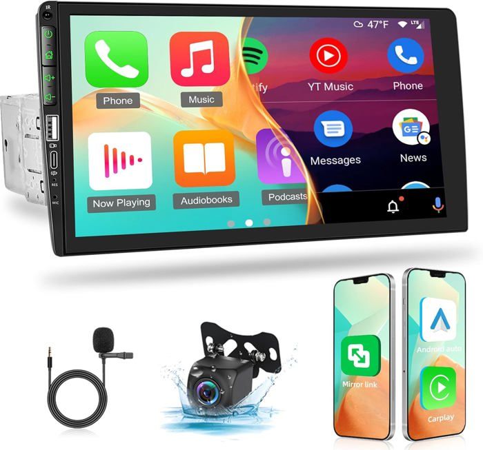 Autoradio 1 Din Inefala Avec écran Tactile 7 Pouces - CarPlay, Android Auto, Bluetooth 5.1, Caméra De Recul Incluse - Pour Voiture