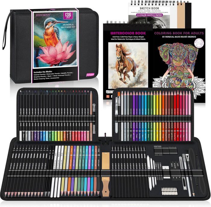 Lot De 36 Crayons à Dessin Professionnels - Graphite (14B à 5H) Et Fusain - Avec Accessoires, Trousse Toile - Pour Artistes - 4