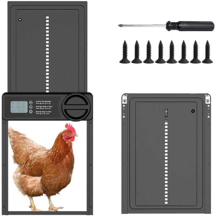 Meilleurs prix pour Porte poulailler automatique - PZCC - Programmable - Aluminium - Tanche - Noir