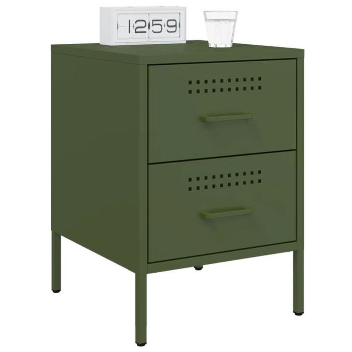 Remise Tables de chevet - 2 pcs - Décor chambre - vert olive 36 x 39 x 50 5 cm acier Aspect chic*55535
