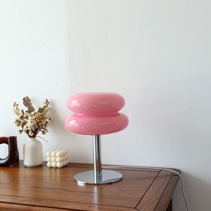 Lampe de Table en verre Macaron variateur trichromatique lampes dambiance pour salon Protection des yeux veilleuse Pink A USB