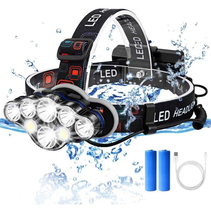 Lampe Frontale Lampe Frontale Rechargeable USBTorches Frontale Puissante 8 LEDRéglable 8 Modes déclairage Étanche Lampe de
