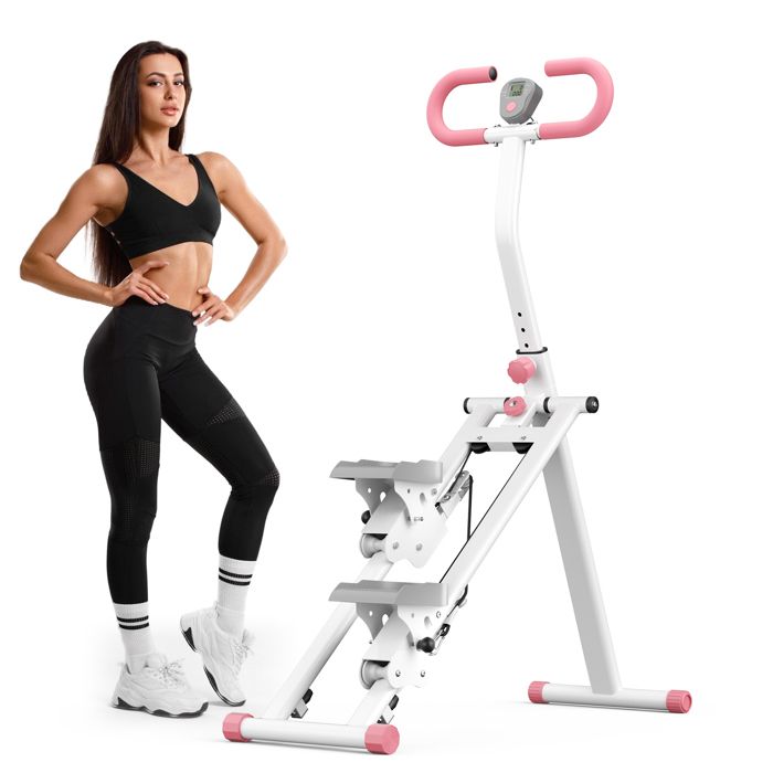 Stepper d’Escalier Pliable FitnessAppareil Cardio Maison ProfessionneÉcran LCD Machine d’Entraînement Complet du CorpsBlanc