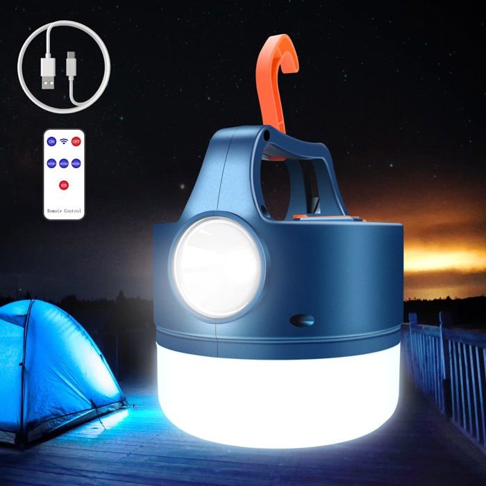 Lanterne LED de camping rechargeable par USB ou solaire lampe torche 2400 mAh 5 modes déclairage