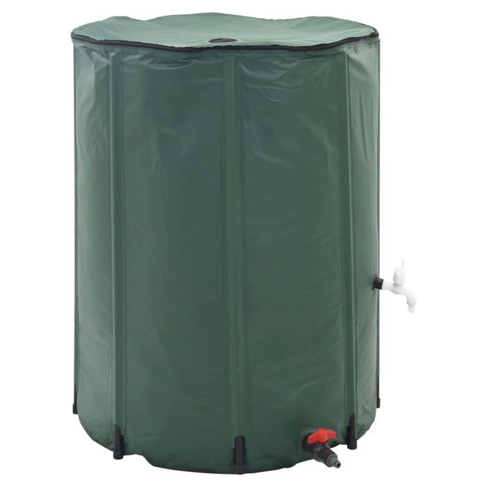 Réservoir deau de pluie pliable - WIENS - 750 L - 100x100 cm - Vert - Robinet de sortie 3/4 - Soupape de sortie