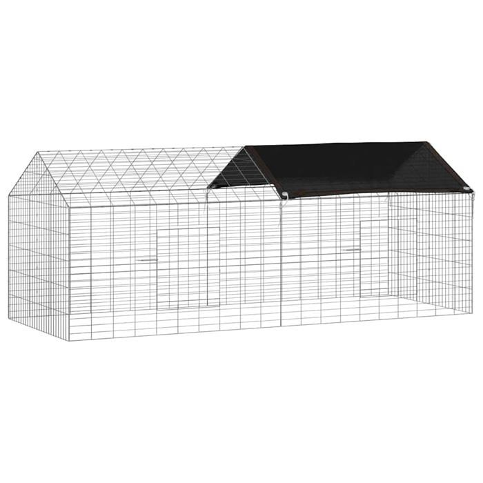 Comparer les prix de Cage pour lapins en acier galvanisé - vidaXL - Argenté - 200x78x78 cm - Usage extérieur - Résistant aux intempéries