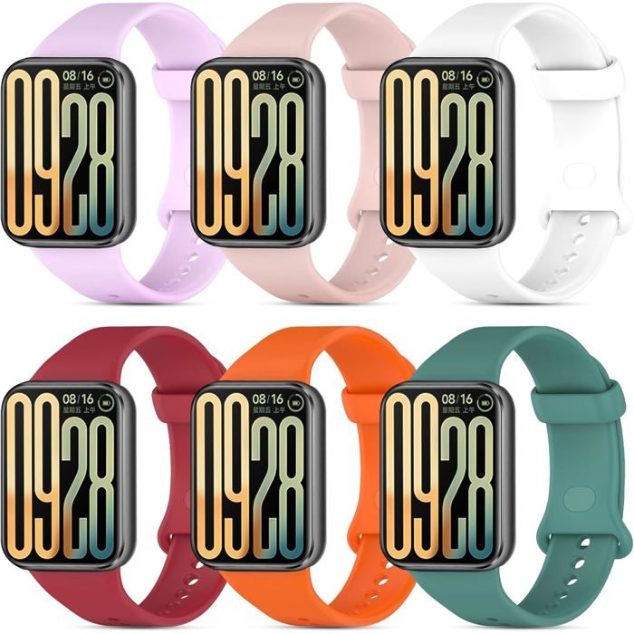 Bracelet en silicone pour montre connectée-KAL-6 Pièces Bracelet Silicone pour Xiaomi Mi Band 9Pro/8Pro Souple Rechange Femme/Homme