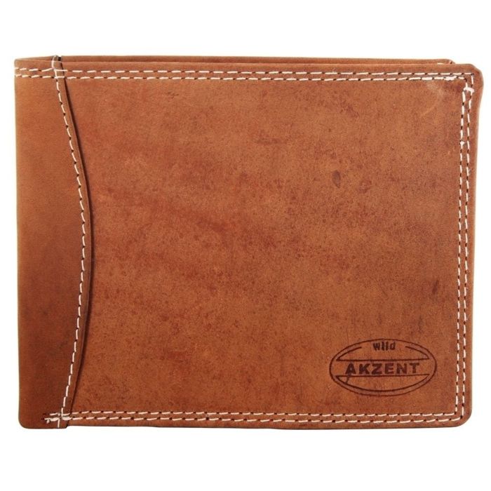 Portefeuille - AKZENT - Amid - cuir véritable marron - format ...
