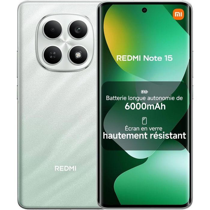 Smartphone Xiaomi Redmi Note 15 4G 8Go Ram 677 AMOLED Appareil Photo 108 MP Batterie 6000 mAh Version globale - vue 4