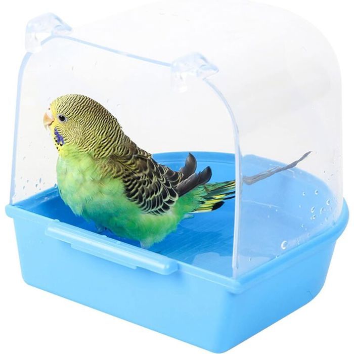 Baignoire pour oiseaux baignoire suspendue fournitures pour cage à oiseaux avec crochets douche à eau boîte transparente supp