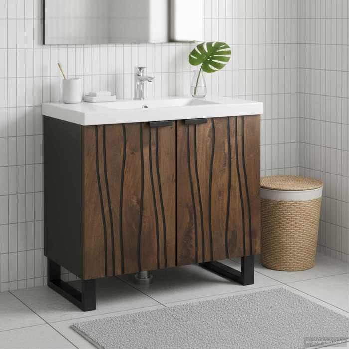 Meuble WC Marron - Meuble de Lavabo de Salle de Bain - Noyer 62x33x58 cm A894