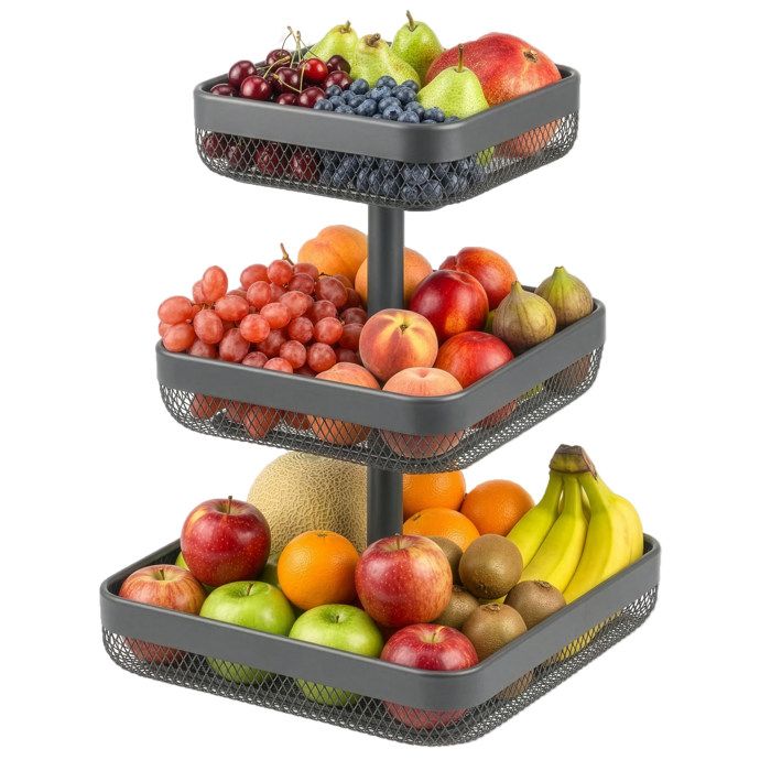 Présentoir à fruits eluno corbeille à pain carrée 3 niveaux corbeille à fruits 20 x 20 cm 25 x 25 cm et 30 x 30 cm