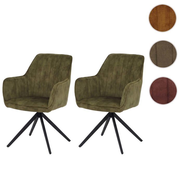 Lot de 2 chaises de salle à manger HWC-L79 en velours 440 g/m² vert olive
