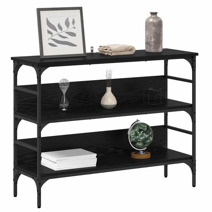 Console Meuble - Noir - Table d’Entrée - Chêne noir 100x32x75 cm Bois dingénierie T9727