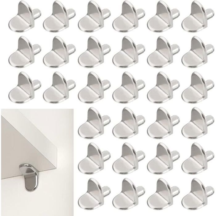 30 Pièces Chevilles de Support dÉtagère 5mm Taquet Étagère Support en Forme de L en Bois et Verre de Armoire Rangement Meuble Pl