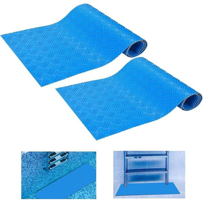 2 Tapis Escalier Piscine 90x23 cm Antidérapants PVC Bleu