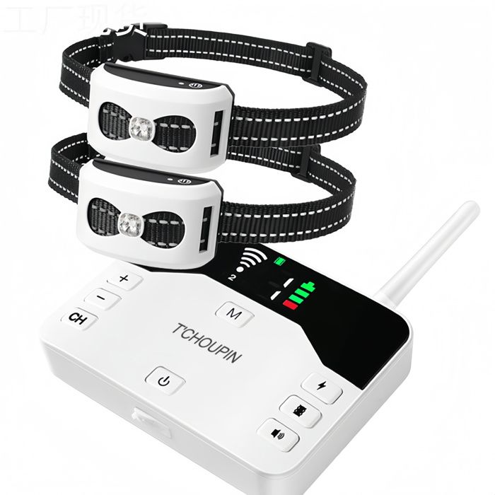 Clôture sans fil pour chien - TCHOUPIN - 1 émetteur 2 récepteurs portée 230m réglable 16 niveaux contrôle distance rechargeable