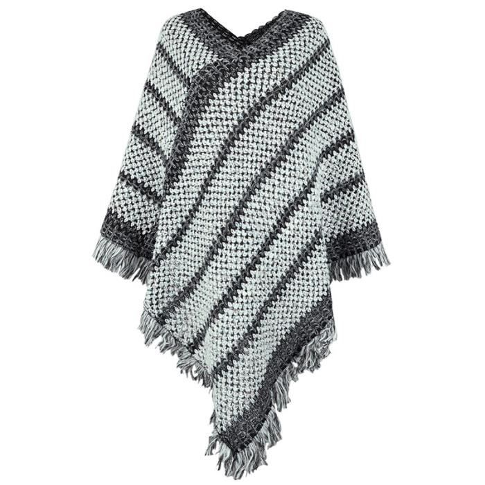 Poncho Femme Hiver élégant Avec Capuche Et Fausse Fourrure - Châle Chaud Tricoté Pour Automne Et Hiver