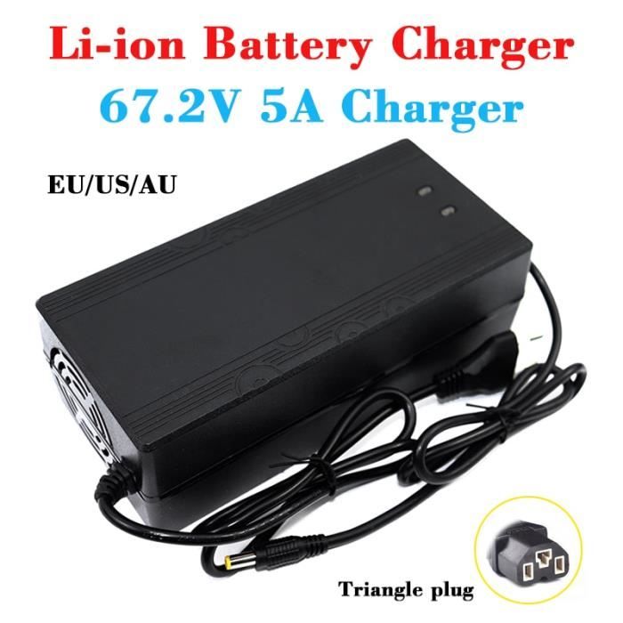 67.2V 5A -Triangle - UE - Chargeur de batterie au Lithium 54.6V-67.2V-84V 5a 48V 60V 72V 5a Li ion 110 220V p