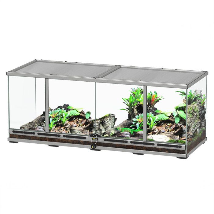 Terrarium Reptile - Aquatlantis - 118x45x45 - Gris - Verre - Rectangulaire