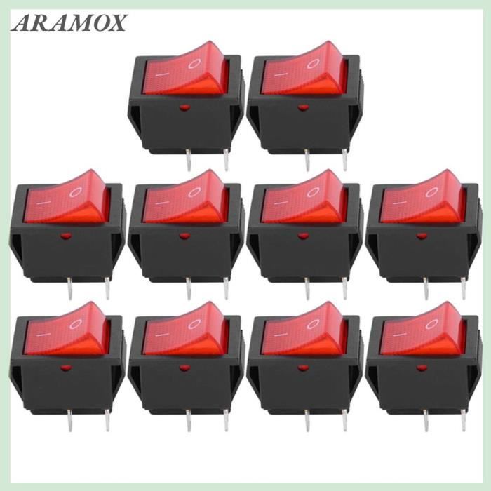 Interrupteur à Bascule KCD4 - Lot De 2, 4 Broches, Rouge - 16A/250V AC - Marche/arrêt Simple - 6
