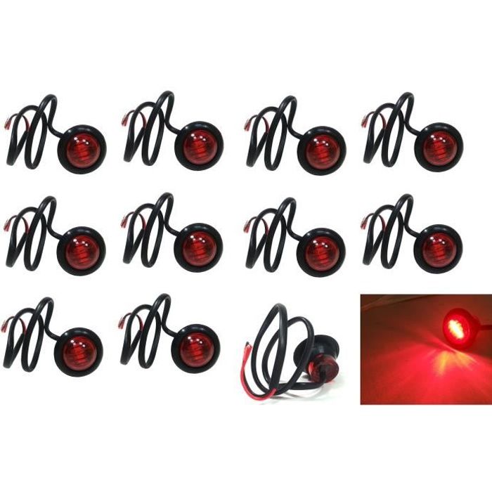 Lot de 10 Rouge Feux De Gabarit Position Arriere 24V LED Pour Camion Caravane Chassis Remorques Camper