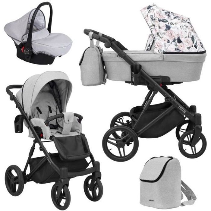 KUNERT Lazzio 3en1 Poussette combinee avec cosy nacelle siege auto et sac de transport offerts Gris Cdiscount Puericulture Eveil bebe