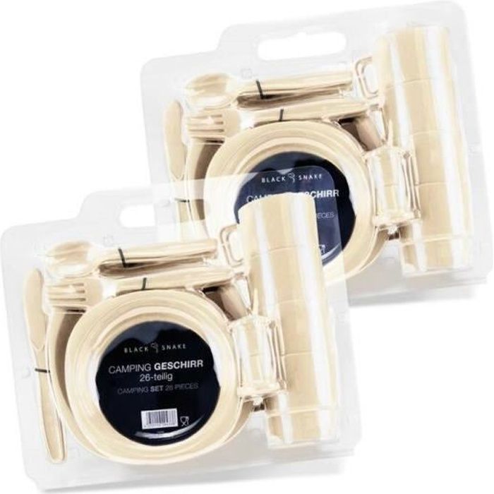 YEEBECA 58 Pièces Vaisselle Camping, Plastique Reutilisable Sans BPA