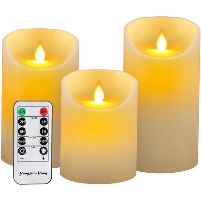 Avec Gouttes de Cire Bougies Sans Flamme Vacillantes Bougies à Piles Bougies LED Bougies en Cire Réelle avec Télécommande Dimmable pour Décoration Mariage Anniversaire-10cm Fonction de Minuterie 