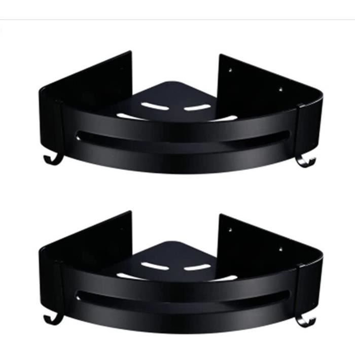 Étagères Douche Sans Perçage - Lot De 2 - Noir - 28x21cm - Support 15kg - Angle Triangulaire