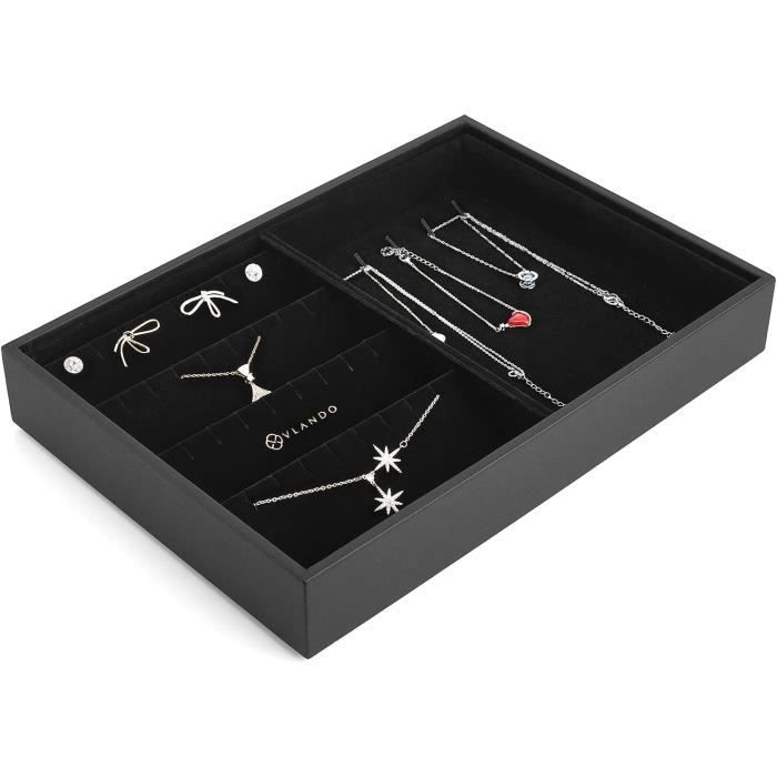 XBOKA Plateau Rangement Velours Bijoux | Présentoir Colliers Bracelets Pendentifs 30×20 Cm