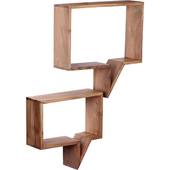 Étagères Flottantes En Bois Massif Rustique - 3 étagères - Support Invisible - 15 Cm De Profondeur