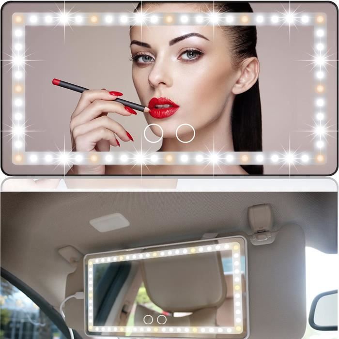 BLANC - Miroir cosmétique de courtoisie de pare-soleil de voiture aste,  Miroir de maquillage, 3 modes d'éclai - Cdiscount Auto